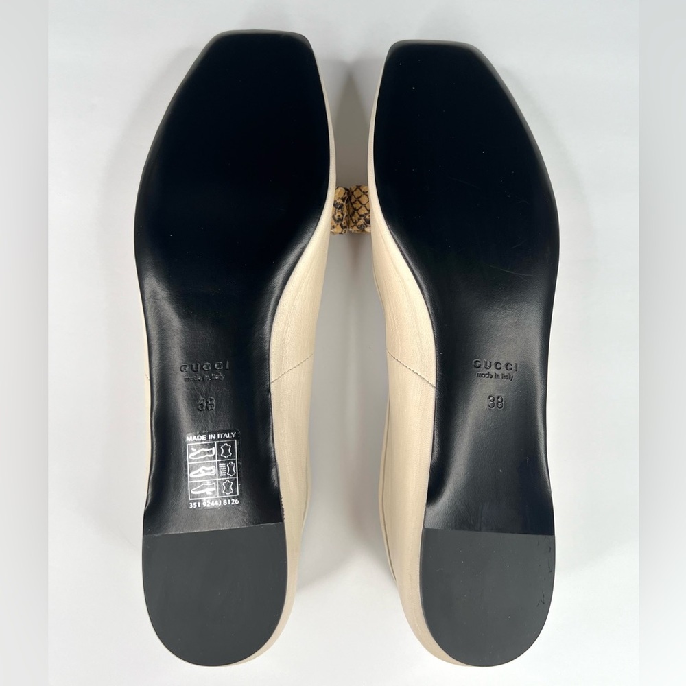 Gucci Double G Interlocking Python Snakeskin Ballet Ballerina Flats Size EU 38 - Picture 7 of 11